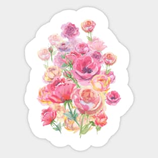 watercolor english pink roses Sticker